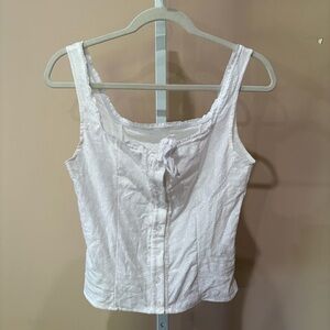White Eyelet Sleeveless Top Vintage M